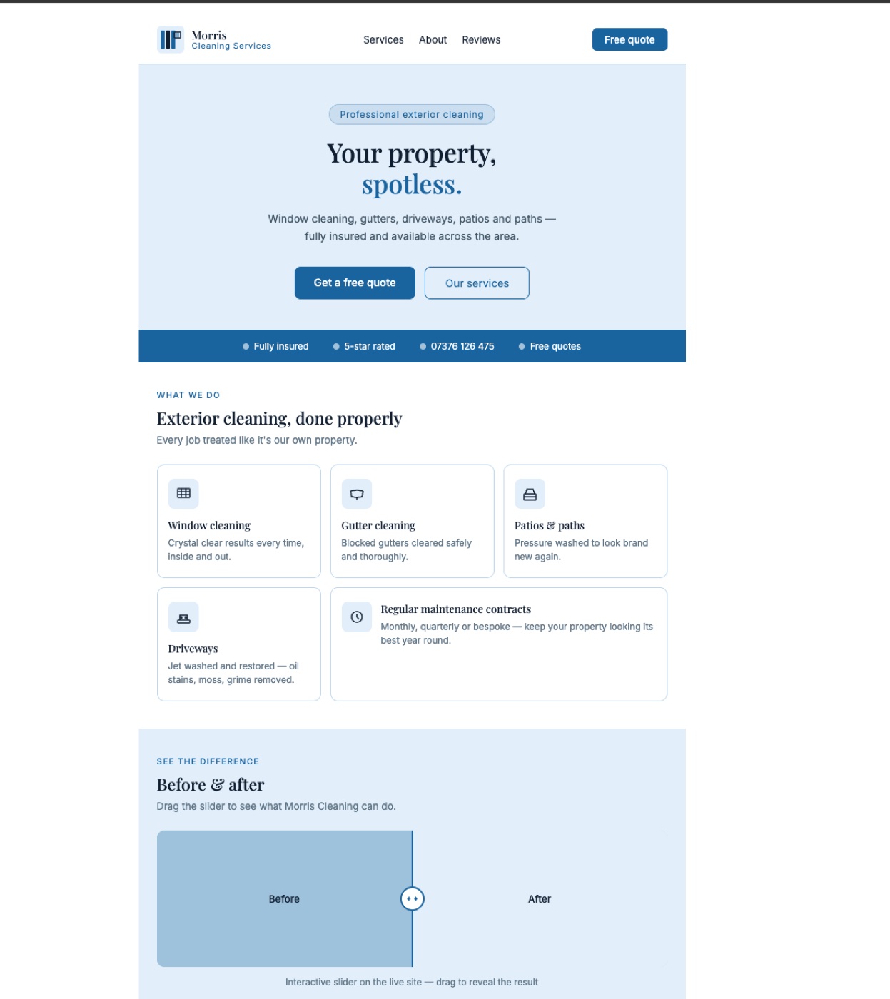 The first mockup of the Morris site
