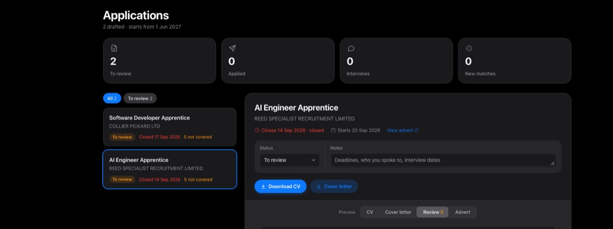 Apprenticeship Scanner app